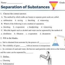 Separation of mixtures worksheet answers