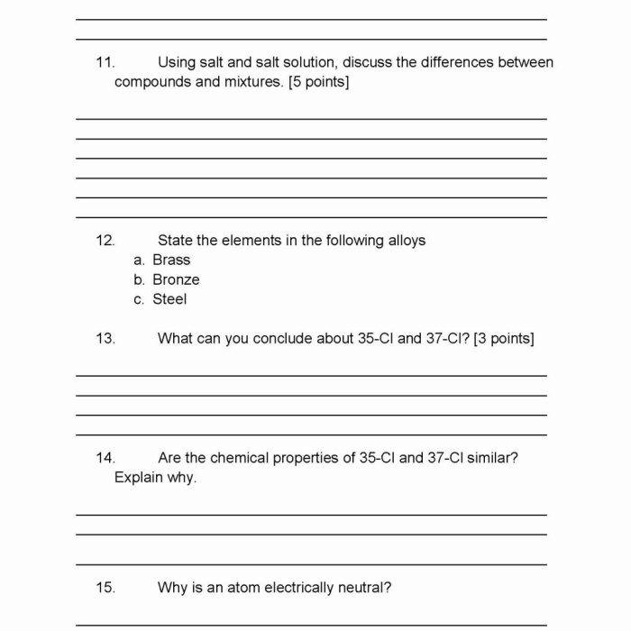 Separation of mixtures worksheet answers