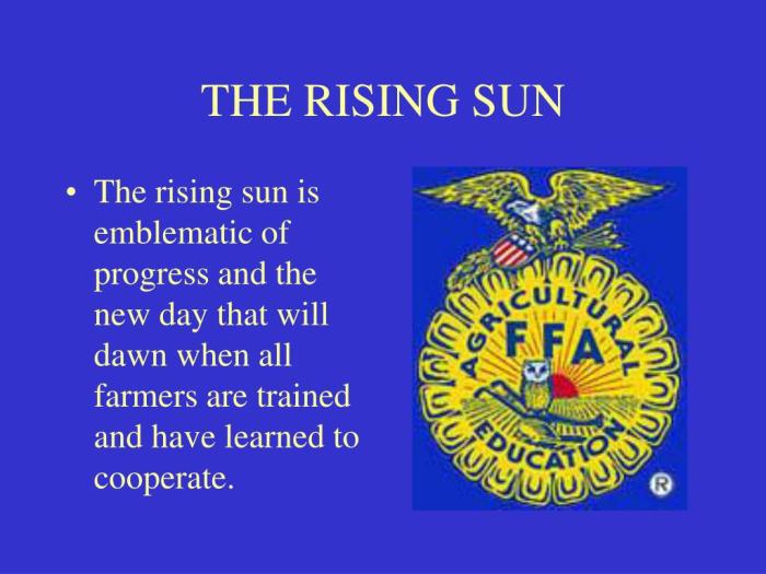 Ffa emblem rising sun meaning president symbols agriculture dawn