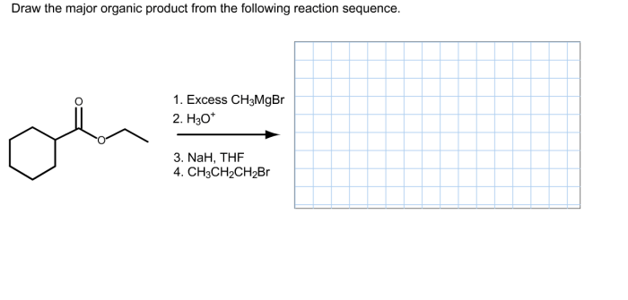 Draw the major organic product from the reaction sequence