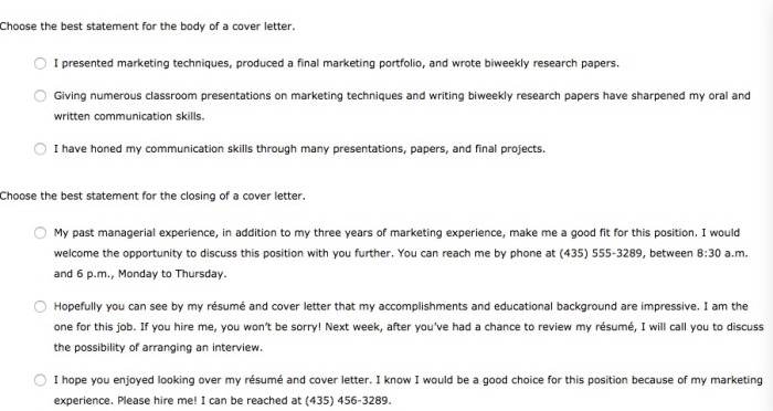 Choose the best cover letter opening for a solicited job